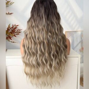 24 In Ombre Hair Style Clip in Hair Extensions Brown to Light Blonde wavy